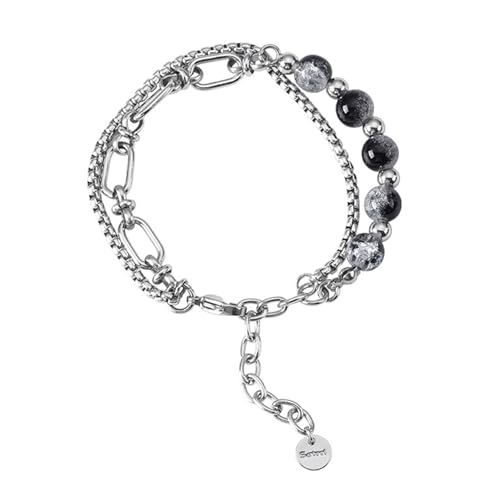 Zkydhbd Edelstahl Doppelschicht Armband Perlenkette Für Männer Und Frauen Modeschmuck Vorhandener Party Armband von Zkydhbd
