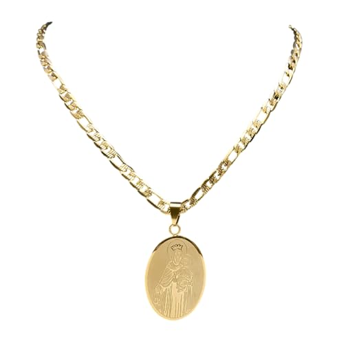 Zkydhbd Edelstahl Ovaler Halskette Religiöser Halshals Mit Verstellbarer Kette Katholischer Halshärte Schmuck Für Männer Und Frauen Gold Oval Anhänger von Zkydhbd