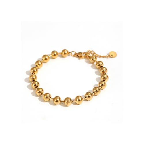 Zkydhbd Edelstahl Perlenarmband Mit 6 Mm Oder 8 Mm Perlen Für Frauen Und Männer Glattes Poliertes Design Für Tägliche Verschleiß Edelstahl Perlenjuwely von Zkydhbd
