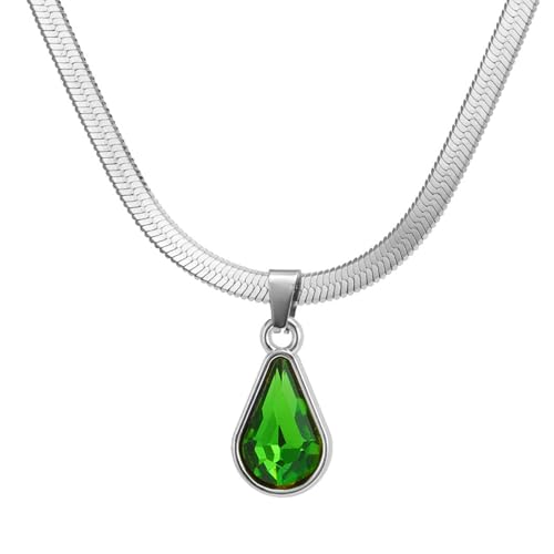 Zkydhbd Eleganer Kristall Tränenhalskette Wassertropfen Anhänger Heckchain Edelstahl Schlangenkette Choker Für Modische Frauen Abendparty Schmuck Schmuck von Zkydhbd