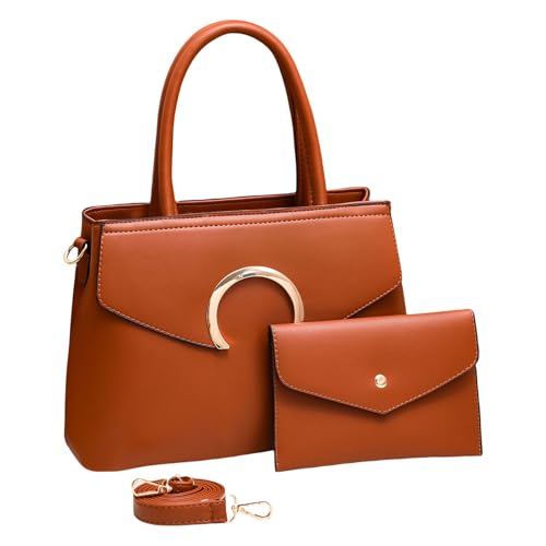 Zkydhbd Elegante Damenbeuler 2 PCS Set Mit Top Satchel Und Verstellbares Crossbody Gurt PU Leder Umhängetasche Für Frauen Stilvolle Arbeitstasche von Zkydhbd