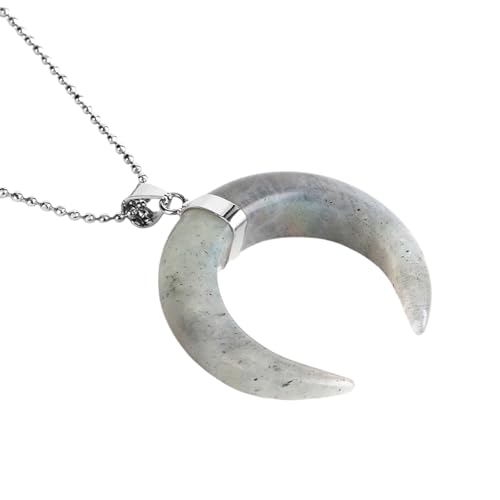 Zkydhbd Elegante Naturstein Halbmontage Mond Anhänger Halskette Mit Heilenden Kristallen Einzigartige Nackenkette Für Männer Und Frauen Heilung Naturstein von Zkydhbd