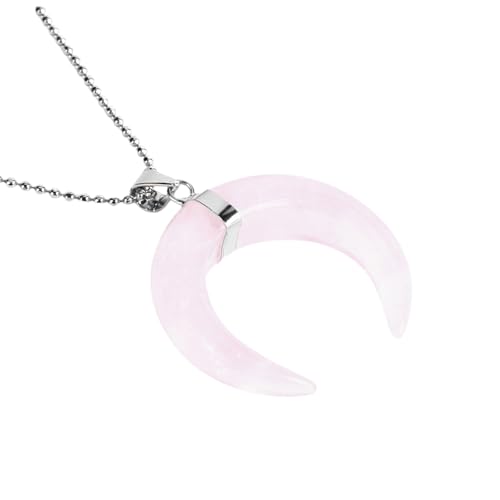Zkydhbd Elegante Naturstein Halbmontage Mond Anhänger Halskette Mit Heilenden Kristallen Einzigartige Nackenkette Für Männer Und Frauen Heilung Naturstein von Zkydhbd