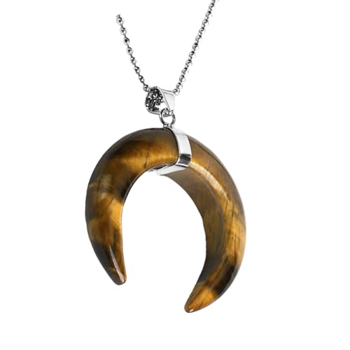 Zkydhbd Elegante Naturstein Halbmontage Mond Anhänger Halskette Mit Heilenden Kristallen Einzigartige Nackenkette Für Männer Und Frauen Heilung Naturstein von Zkydhbd