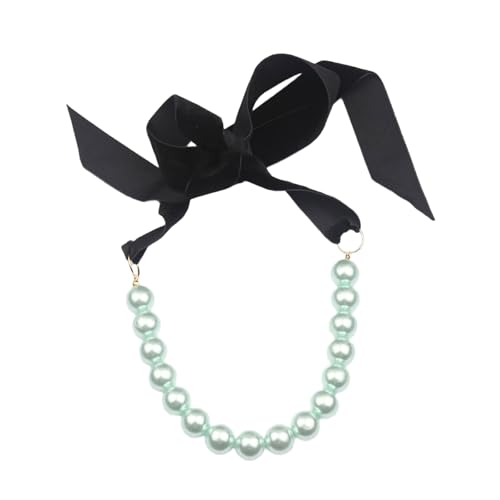 Zkydhbd Elegante Samt Band Halskette Mit Kunstperlen Perlen Einstellbare Länge Perlen Choker Frauen Schmuck Fashion Accessoire Schwarze Samtschmuck Schmuck von Zkydhbd
