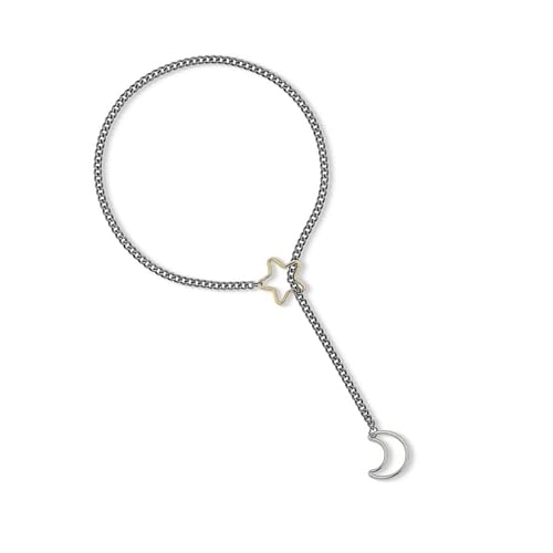 Zkydhbd Elegante Star Moon Liebesringe Choker Halskette Für Frauen Verstellbares Kubanisches Lariat Und Halskette Schmuck Stücke Party von Zkydhbd