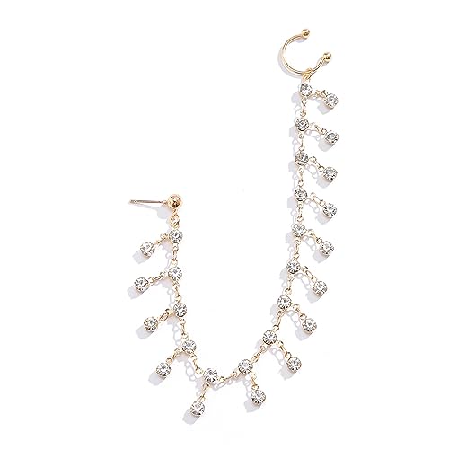 Zkydhbd Elegante Strasssteine ​​Fransenkette Ohrenstudelstee Clip Elegant Gefälschter Nasenclip Schmuck Punk Ohrringe Kette Für Frauen Mädchen Frauen Punk Ohrringe Kette Kette von Zkydhbd