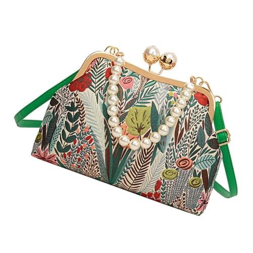 Zkydhbd Elegante Vintage Stickerei Handtasche Schulter Geldbeutel Abendbeutel Mit Perlenkette Decors Crossbody Tasche Für Frauen Mode Geldbeutel von Zkydhbd