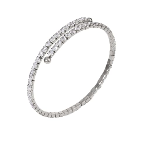 Zkydhbd Eleganter Armreifen Mit Zirkonia Perlen Tragbarer Gold/Silber Armaturenbekämpfer Ethnisch Zirkon Verschönerter Armband Schmuckgeschenk Für Sie von Zkydhbd
