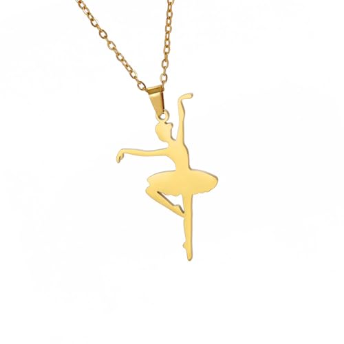 Zkydhbd Elegantes Ballett Mädchen Anhänger Halskette Stylische Ballett Halskette Robuster Edelstahlhalskettenkette Ornament Danz von Zkydhbd