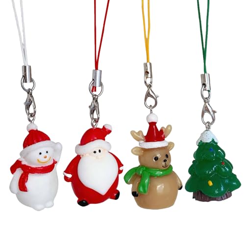 Zkydhbd Feiertagsthemen Mit Schlüsselbund Schneemann Santa Rentier Weihnachtsbaum Frauen Telefon Charme Handgefertigtes Harz Anhänger Keyring Schmuckgeschenk Für Weihnachten von Zkydhbd