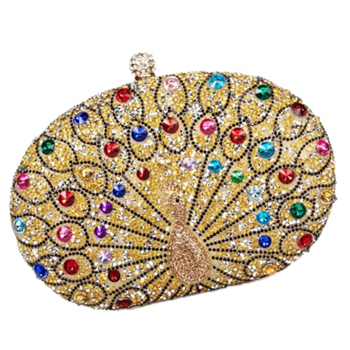 Zkydhbd Frauen Abendtasche Pfauen Handtasche Funkelnde Strassbaus Umhängetasche Für Hochzeitsfeier Cocktail Abschlussball Brauthochzeit Handtasche von Zkydhbd