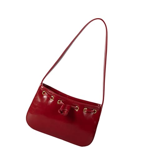 Zkydhbd Frauen Bag PU Leder Achsel Zeichnungsstring Handtasche Mode Pendeln Einfache Achselhilfe Feste Farbe Schulter Frauen Achsel Achselfache Handtasche Feste Farbe Schulter PU Leder Unterarm von Zkydhbd