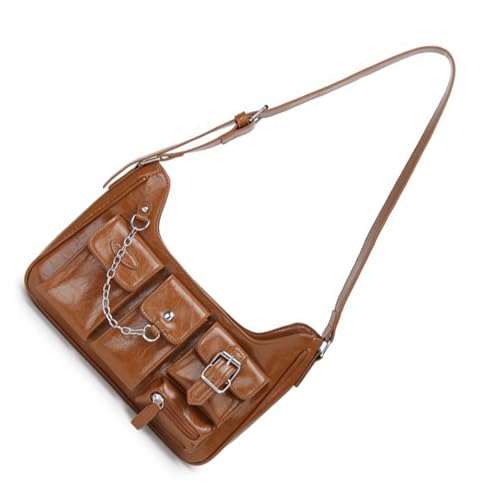 Zkydhbd Frauen Grunge Bag PU Leder Schulter Ästhetik Crossbody Einkaufen Große Kapazitätsboten Für Alltägliche Frauen Grunge Trend Schulter Mehrpockets Crossbody Shopping von Zkydhbd