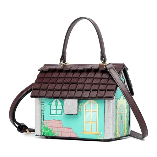 Zkydhbd Fun Christmas House Designs Crossbody Bag Handtasche Für Frauen Und Mädchen Praktische PU Umhängetaschen Satchl Geldbeutel PU Ledertasche von Zkydhbd