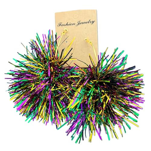 Zkydhbd Glitzernde Ballohrringe Frauen Fallen Ohrringe Regenbogenkunstfleischohrringe Hangle Ohrringe Perfekt Für Karnevalfestivals von Zkydhbd