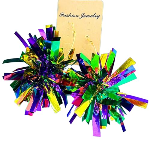 Zkydhbd Glitzernde Ballohrringe Frauen Fallen Ohrringe Regenbogenkunstfleischohrringe Hangle Ohrringe Perfekt Für Karnevalfestivals von Zkydhbd