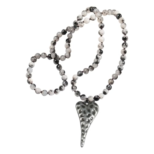 Zkydhbd Handgefertigte Böhmische Halskette Mit Natursteinperlen Und Alloy Herz Anhänger Für Ein Einzigartiges Modisches Statement Männer Halskette von Zkydhbd