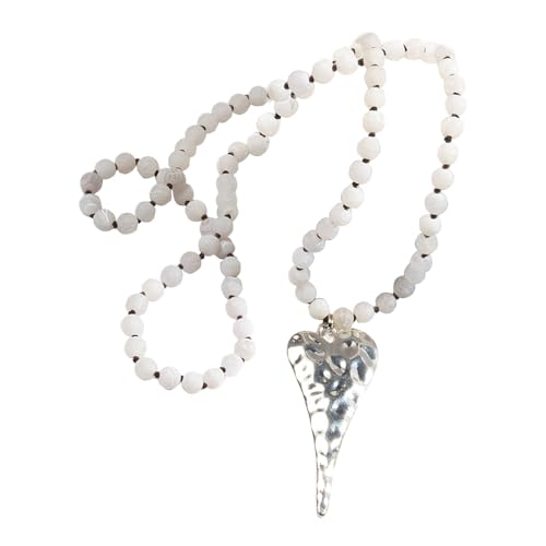 Zkydhbd Handgefertigte Böhmische Halskette Mit Natursteinperlen Und Alloy Herz Anhänger Für Ein Einzigartiges Modisches Statement Männer Halskette von Zkydhbd