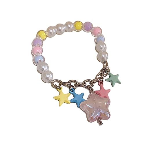 Zkydhbd Hochwertiges Kristall Perlen Armband Bonbonfarbene Sternhalskette Handgefertigt Runden Perlen Halskette Schlüsselbeinkettenharzarmband von Zkydhbd