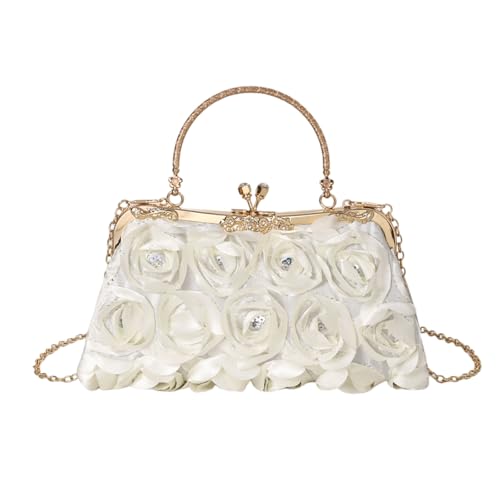 Zkydhbd Hochzeits Und Party Geldbörse Mit Rose Decoration Designs Abend Handtasche Umhängetaschen Dinnertaschen Für Mode Frauen Hochzeitsfeier Clutch Clutch von Zkydhbd