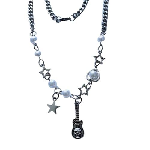 Zkydhbd Hohlstar Perle Perle Perlen Halskette Mit Halloween Schädel Gitarre Halshänge Einzigartig Zkydhbd Hohlstar Perle Perle Perlen Halskette Mit Halloween Schädel Gitarre Halshänge Einzigartig von Zkydhbd