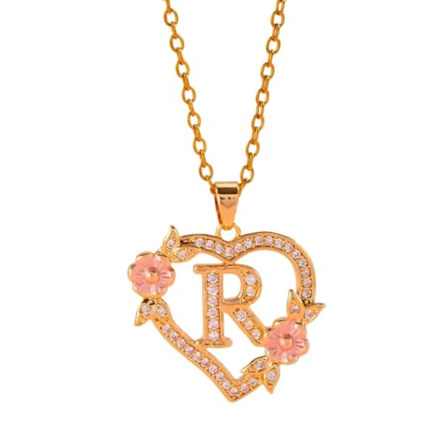 Zkydhbd Hollow Out Heart Flower Letter Halskette Anpassbarer Messingschmuck Elegantes Leichtes Design Für Frauen Messing Initial Anhänger Halskette von Zkydhbd