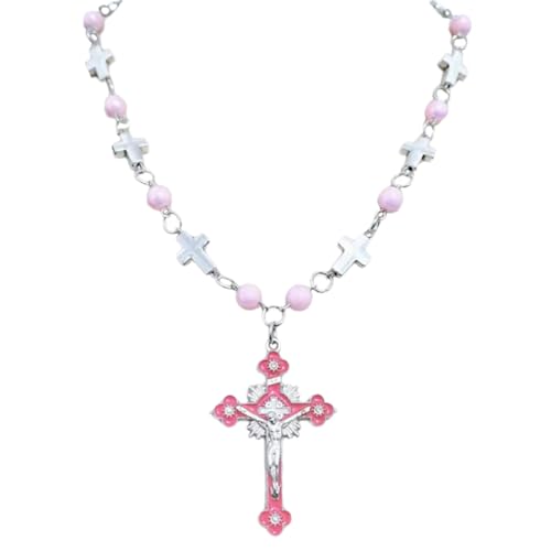 Zkydhbd Katholische Perlen Perlen Rosenkranz Halsketten Religiöse Kreuz Halskette Kirche Gebet Schmuck Für Frauen Männer Taufen Geschenk Rosenkranz Halskette von Zkydhbd