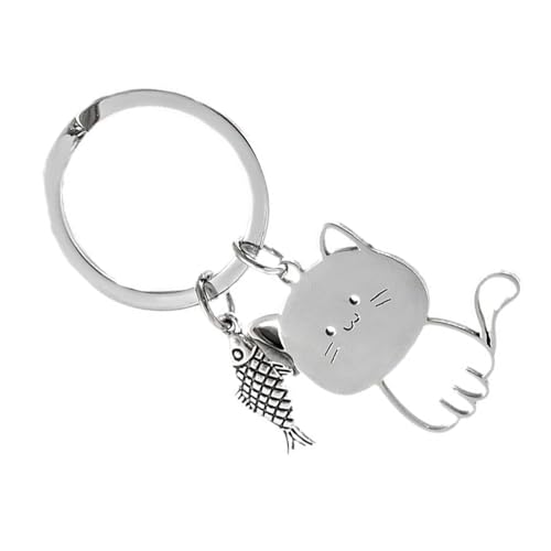 Zkydhbd Katzen Ornament Mode Bag Accessoire Stilvolle Katzen Anhänger Edelstahl Textur Geeignet Für Einzigartige Home Decors Keychain von Zkydhbd
