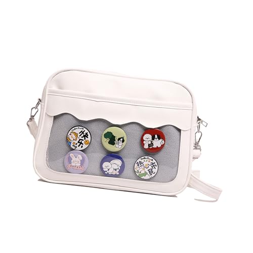 Zkydhbd Klare Pin Display Tasche Itabag Crossbody PU Leder Schulter Schüler Buch Japanische Stils Messenger Clear Itabag PU Schulter Crossbody School Für Pin Display von Zkydhbd