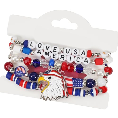 Zkydhbd Mehrschichtiger Armband Independence Day Armband Künstlicher Kristall Charme Für Stilvolle Outfits Independence Day Schmuck Geeignet von Zkydhbd