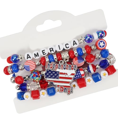 Zkydhbd Mehrschichtiger Armband Independence Day Armband Künstlicher Kristall Charme Für Stilvolle Outfits Independence Day Schmuck Geeignet von Zkydhbd