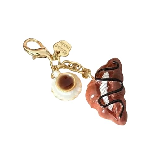 Zkydhbd Mode Schlüsselbund Kaffeetasse Und Brotmünze Geldbeutel Charme Accessoire Tragbare Harzbeuteldekoration Für Frauen von Zkydhbd