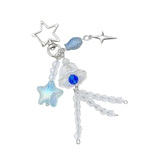 Zkydhbd Mode Sea Themeed Quallen Star Fish Perlen Keyring Legierung Schlüsselbeutel Anhänger Schlüsselhalter Orament Personalisierte Schlüsseldekoration von Zkydhbd