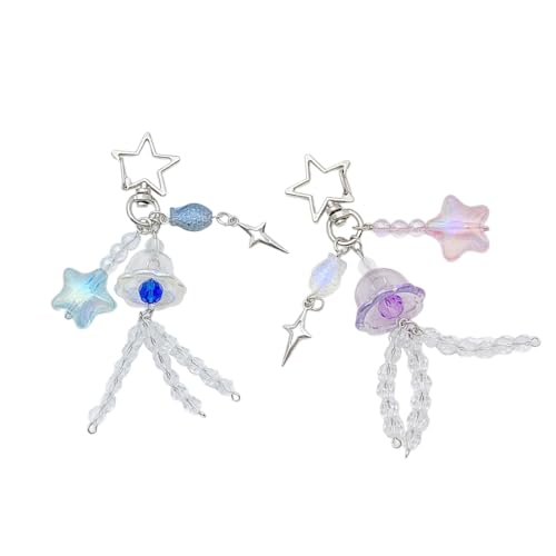 Zkydhbd Mode Sea Themeed Quallen Star Fish Perlen Keyring Legierung Schlüsselbeutel Anhänger Schlüsselhalter Orament Personalisierte Schlüsseldekoration von Zkydhbd