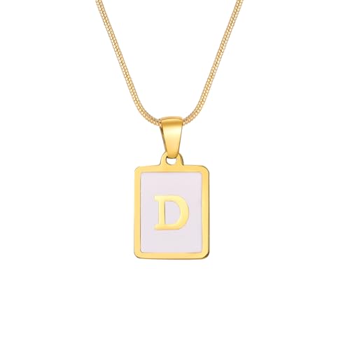 Zkydhbd Moderne Styles Buchstabe Halskette Edelstahl Textur Anhänger Weißer Quadratkartenschmuck Für Mode Enthusiasten Brief von Zkydhbd