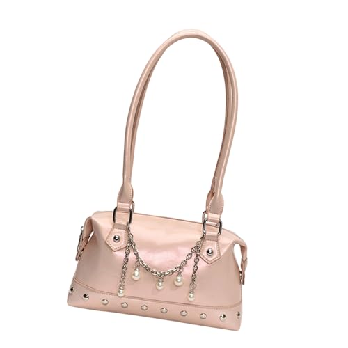 Zkydhbd Moderne Umhängetasche PU Leder Achselhänder Mit Stollen Und Perlen Metallkettenverzierung Für Frauen Täglich 2025 ABERARM Geldbörse von Zkydhbd