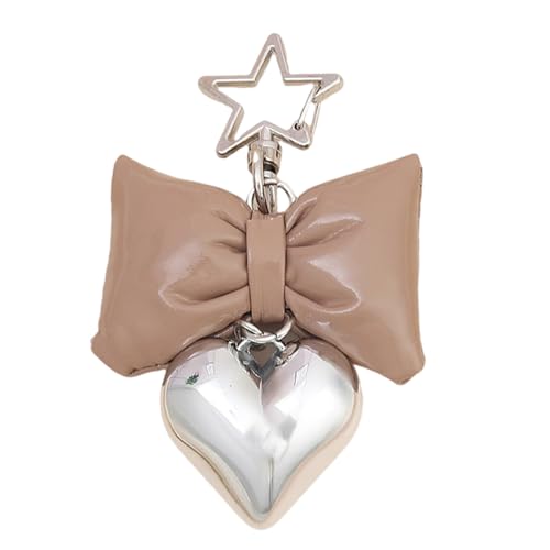 Zkydhbd PU Leder Bowknot Heart Keychain Schöne Dekorationen Schlüsselring Ornament Rucksack Handtasche Anhänger Für Mädchen Frauen PU Leder Bowknot Heart Keychain Anhänger von Zkydhbd
