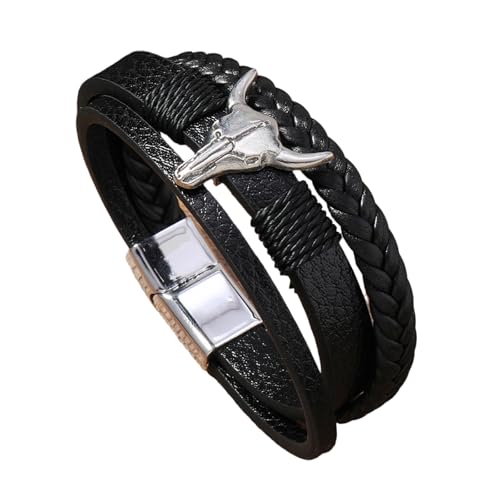 Zkydhbd PU Lederarmband Unisex Retro Design Armband Kette 3-Layer Bequem von Zkydhbd