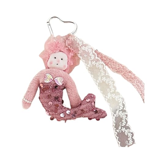 Zkydhbd Pailletten Meerjungfraupuppen Stoffed Girl Spielzeug Keychain Anhänger Mit Spitzenband Für Frauen Und Mädchen Bag Charm Accessoires Meerjungfrau Keychain Ornament von Zkydhbd