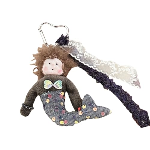 Zkydhbd Pailletten Meerjungfraupuppen Stoffed Girl Spielzeug Keychain Anhänger Mit Spitzenband Für Frauen Und Mädchen Bag Charm Accessoires Meerjungfrau Keychain Ornament von Zkydhbd