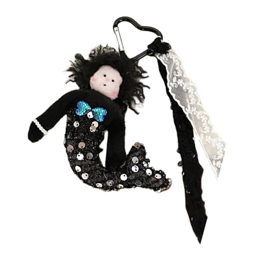 Zkydhbd Pailletten Meerjungfraupuppen Stoffed Girl Spielzeug Keychain Anhänger Mit Spitzenband Für Frauen Und Mädchen Bag Charm Accessoires Meerjungfrau Keychain Ornament von Zkydhbd