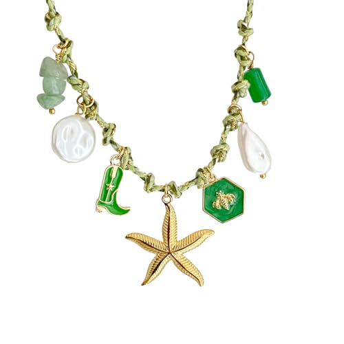 Zkydhbd Personalisieren Sie Seesternschildkröten Halskette Mit Verstellbarer Knotenseilkette In Goldplattierter Strand Schmuck Urlaubsschichtkette Halskette von Zkydhbd
