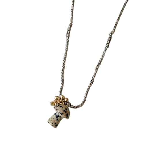 Zkydhbd Pilz Anhänger Halskette Stahl Spotted Animal Eye Stone Matching Multi Stile Zart Für Einzigartige Styles Enthusiasten Halsschmuck Geschenk von Zkydhbd