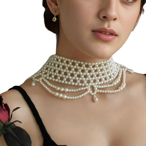 Zkydhbd Raffinierte Schicht Perlen Halskette Handverlesener Runde Schmuck Für Cocktailkleider Besonderes Anlass Outfits Leichter Schmuck von Zkydhbd