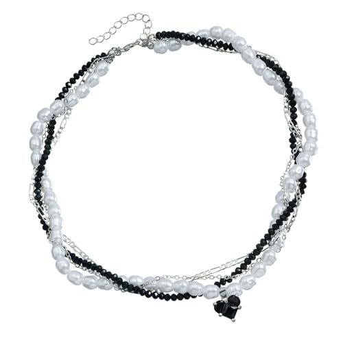 Zkydhbd Raffinierter Herzheiztkette Anmutiger Herzkette Halskette Aus Legierung Mit Kunstperlen Verschönerner Schmuck von Zkydhbd