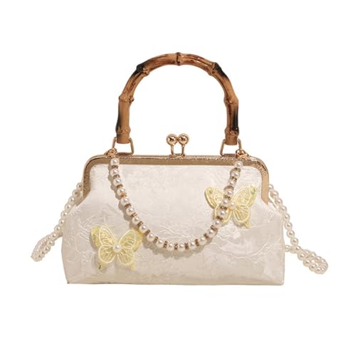 Zkydhbd Retro Inspirierte Schulter Und Crossbody Tasche Blumensticke Abendhalmblumenhandtasche Für Hochzeitsfeier Abschlussball Event Retro Gestickt von Zkydhbd