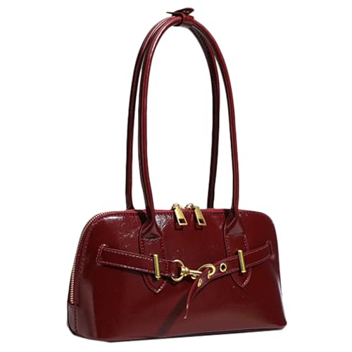 Zkydhbd Retro PU Leder Umhängetasche Für Frauen Elegante Unterarm Modische Abend Handtasche Achselhöhle Stilvolle Alltagstasche von Zkydhbd