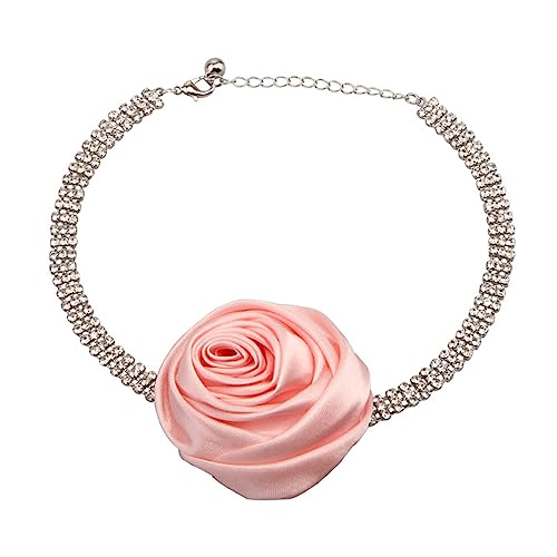 Zkydhbd Rose Blumenkragen Halskette Elegante Schlüsselbeinkette Vintage Halshöhe Neckkette Halskette Mode Schmuck Süßes Kühles Rose Retro Vintage Floral Halshöcher Statement Statement von Zkydhbd