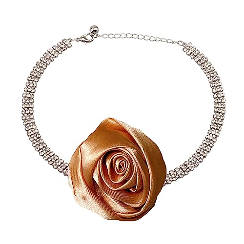 Zkydhbd Rose Blumenkragen Halskette Elegante Schlüsselbeinkette Vintage Halshöhe Neckkette Halskette Mode Schmuck Süßes Kühles Rose Retro Vintage Floral Halshöcher Statement Statement von Zkydhbd